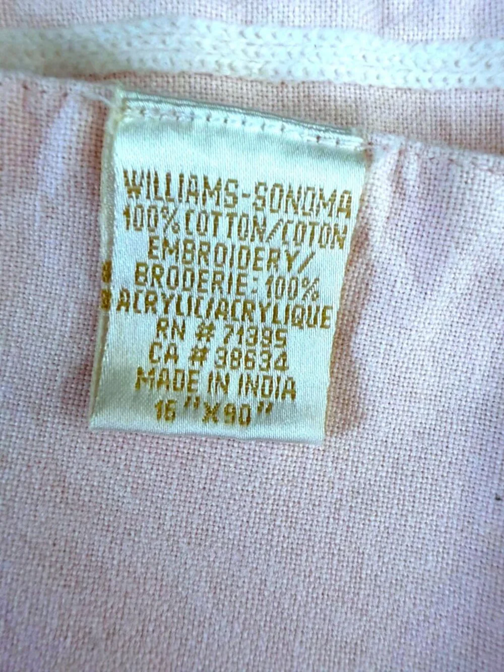Williams Sonoma Pink Embroidered Floral Table Runner Cottagecore Decor 16